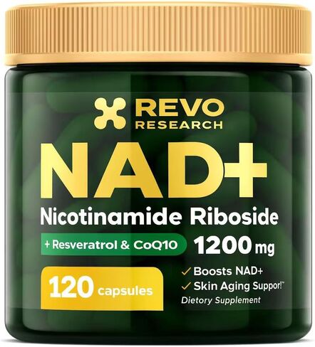 NAD+ مكمل نيكوتيناميد ريبوسيد 1200 مجم مع ريسفيراترول وCoQ10 - 120 كبسولة | تعزيز مستويات NAD+ والطاقة الخلوية ودعم الشيخوخة الصحية | ملحق NR المميز in Saudi Arabia
