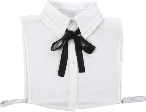 Chiffon Fake Collar Half Shirt Fake Collar Detachable Dickey Collars with Black Bow Tie for Women Girls in Saudi Arabia