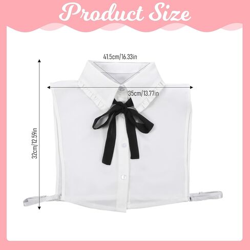 Chiffon Fake Collar Half Shirt Fake Collar Detachable Dickey Collars with Black Bow Tie for Women Girls in Saudi Arabia