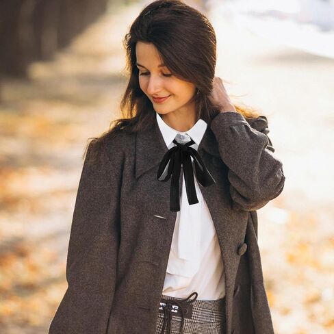 Chiffon Fake Collar Half Shirt Fake Collar Detachable Dickey Collars with Black Bow Tie for Women Girls in Saudi Arabia
