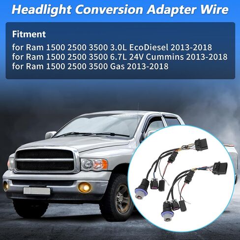 2pcs Projector Headlight Converter Adapter Wire for Ram 1500 2500 3500 2013-2018 No.810003 Head Lamp Harness Connector in Saudi Arabia