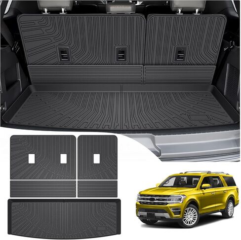Cartist Cargo Liner يناسب Ford Explorer 2020-2024 (6&7 الركاب) ملحقات جميع الأحوال الجوية بطانة صندوق السيارة للمستكشف خلف الصف الثاني (حصيرة صندوق السيارة مع حصيرة مسند الظهر) in Saudi Arabia