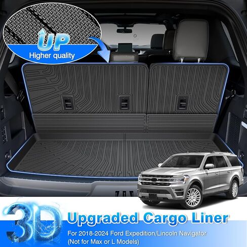 Cartist Cargo Liner يناسب Ford Explorer 2020-2024 (6&7 الركاب) ملحقات جميع الأحوال الجوية بطانة صندوق السيارة للمستكشف خلف الصف الثاني (حصيرة صندوق السيارة مع حصيرة مسند الظهر) in Saudi Arabia