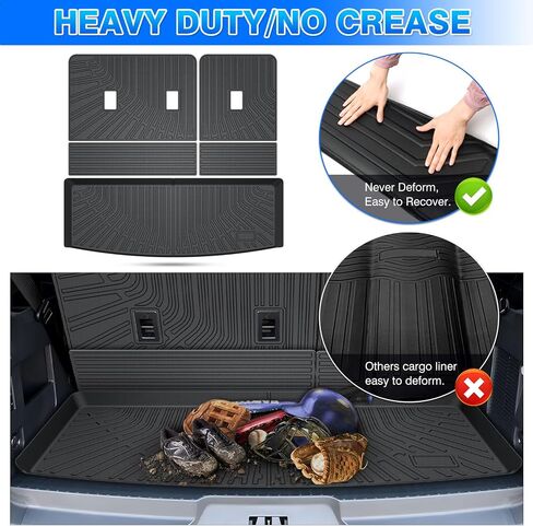 Cartist Cargo Liner يناسب Ford Explorer 2020-2024 (6&7 الركاب) ملحقات جميع الأحوال الجوية بطانة صندوق السيارة للمستكشف خلف الصف الثاني (حصيرة صندوق السيارة مع حصيرة مسند الظهر) in Saudi Arabia