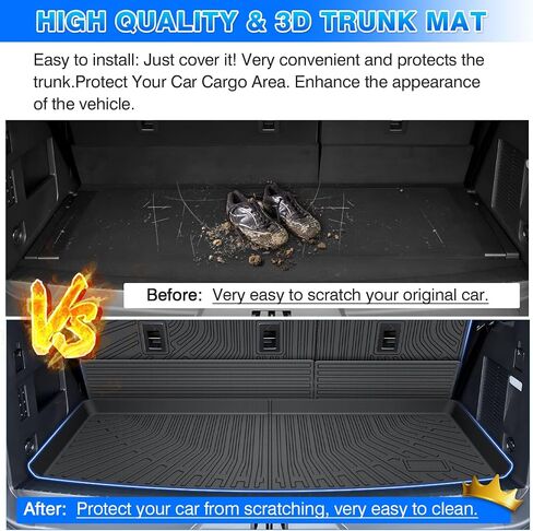 Cartist Cargo Liner يناسب Ford Explorer 2020-2024 (6&7 الركاب) ملحقات جميع الأحوال الجوية بطانة صندوق السيارة للمستكشف خلف الصف الثاني (حصيرة صندوق السيارة مع حصيرة مسند الظهر) in Saudi Arabia