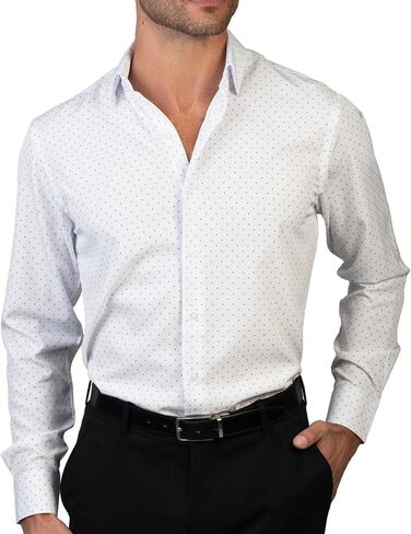 Nautica Slim Fit Long Sleeve Shirts for Men Dress Shirt Wrinkle Free 4-Way Stretch Polyester Cooling Technology in Saudi Arabia