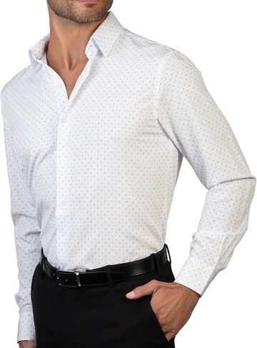 Nautica Slim Fit Long Sleeve Shirts for Men Dress Shirt Wrinkle Free 4-Way Stretch Polyester Cooling Technology in Saudi Arabia