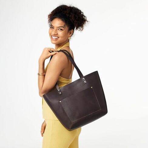 S-ZONE Leather Tote Bag for Women Large Work Shoulder Purses and Handbags with Outside Pocket in Saudi Arabia