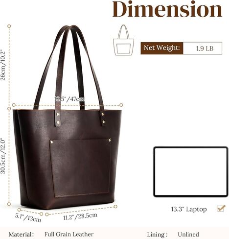 S-ZONE Leather Tote Bag for Women Large Work Shoulder Purses and Handbags with Outside Pocket in Saudi Arabia