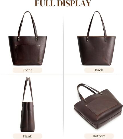 S-ZONE Leather Tote Bag for Women Large Work Shoulder Purses and Handbags with Outside Pocket in Saudi Arabia