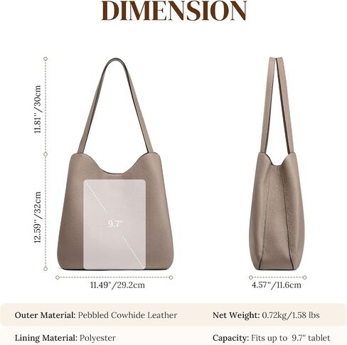 S-ZONE Soft Genuine Leather Tote Bag for Women, Shoulder Handbag with Zipper, Purses with Bottom Metal Rivets in Saudi Arabia