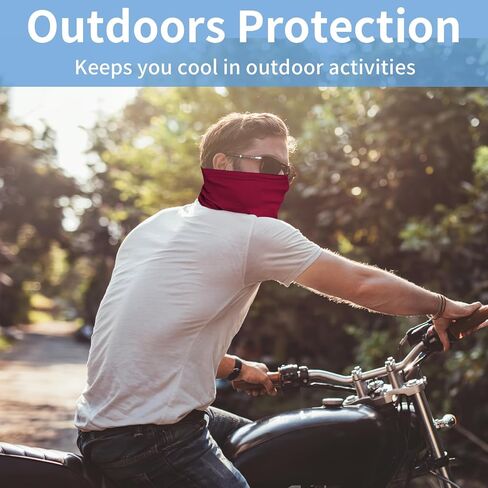 5 Pack Neck Gaiter Face Cover for UV Sun Protection, Breathable Cooling Face Mask for Men Women, Dustproof Neck Gator for Outdoor Sports, Reusable Bandana Scarf (15.75"x9.8", 5 Colors) in Kuwait