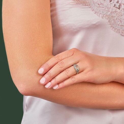 خاتم Claddagh للنساء، مجوهرات سلتيك تقليدية من الفضة الإسترلينية عيار 925، مركز التاج والقلب، شريط منسوج، صنع في أيرلندا بواسطة مجوهرات حرفية أيرلندية، مقاسات 5-10 in Saudi Arabia