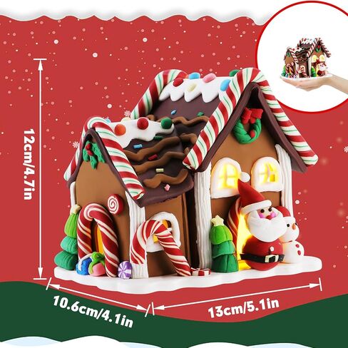 Battery Powered LED Gingerbread House - Christmas Cottage Desktop Decoration (5.1 x 5.1 x 5.9 inches) - Home Ornaments for Holiday Decor in Saudi Arabia