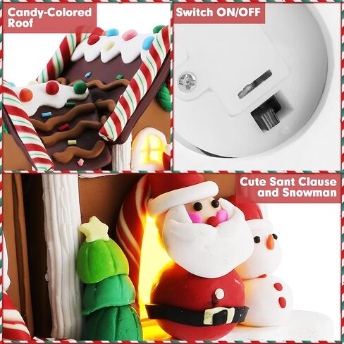 Battery Powered LED Gingerbread House - Christmas Cottage Desktop Decoration (5.1 x 5.1 x 5.9 inches) - Home Ornaments for Holiday Decor in Saudi Arabia