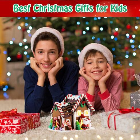 Battery Powered LED Gingerbread House - Christmas Cottage Desktop Decoration (5.1 x 5.1 x 5.9 inches) - Home Ornaments for Holiday Decor in Saudi Arabia
