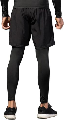 Men's 2 in 1 Running Pants, Basketball Tights Pants, Athletic Workout Shorts with Legging in Saudi Arabia