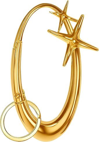 Star Carabiner Keychain,Y2K Extra-Large Shiny Chrome Karibiner, Minimal Alloy Material Cute for Car Keys Purse Handbag in Saudi Arabia