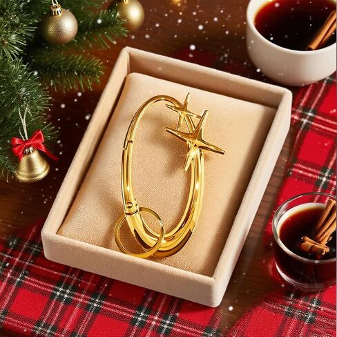 Star Carabiner Keychain,Y2K Extra-Large Shiny Chrome Karibiner, Minimal Alloy Material Cute for Car Keys Purse Handbag in Saudi Arabia