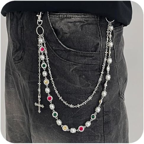 Streetwear Pants Chains for Men - Layered Gold Tone/Wallet Chains Jeans Pocket Chain, Fashion Punk Jewelry Accessory in Kuwait