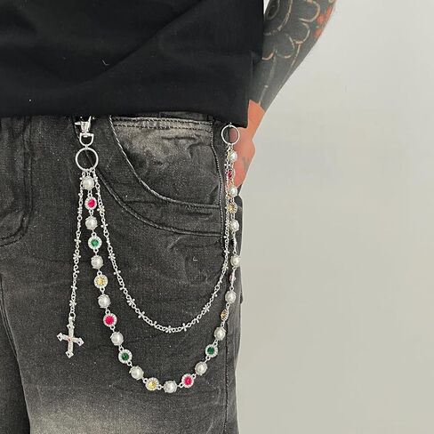 Streetwear Pants Chains for Men - Layered Gold Tone/Wallet Chains Jeans Pocket Chain, Fashion Punk Jewelry Accessory in Kuwait