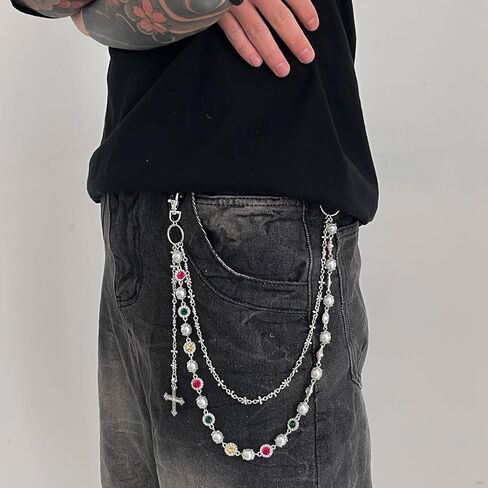 Streetwear Pants Chains for Men - Layered Gold Tone/Wallet Chains Jeans Pocket Chain, Fashion Punk Jewelry Accessory in Kuwait