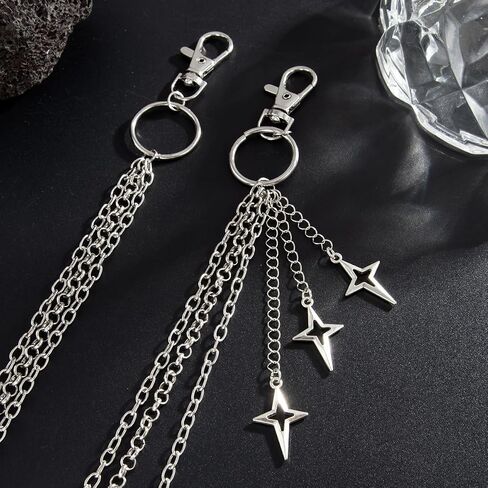 Punk Star Pants Chain Belt Chain Hip Hop Metal Trousers Pocket Wallet Chains Layered Acrylic Keychains Rock and Roll Jeans Chains Gothic Accessories for Women Men in Saudi Arabia