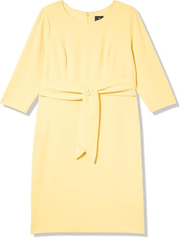 Adrianna Papell Women's Knit Crepe TIE Waist Sheath, Warm Sun in Saudi Arabia
