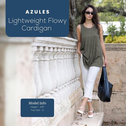 Azules Sleeveless Tunic Tops for Women – Flowy Loose Fit Rayon Tank Tops Dressy Long Tunics for Leggings & Summer Outfits in Saudi Arabia