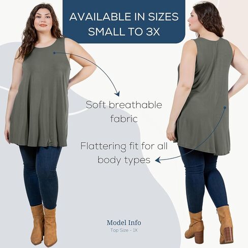 Azules Sleeveless Tunic Tops for Women – Flowy Loose Fit Rayon Tank Tops Dressy Long Tunics for Leggings & Summer Outfits in Saudi Arabia