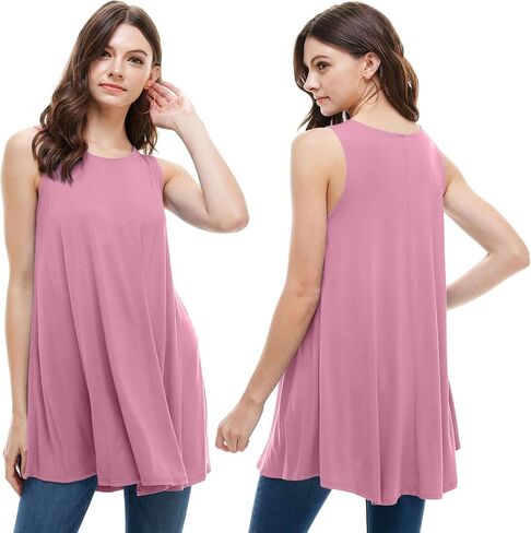 Azules Sleeveless Tunic Tops for Women – Flowy Loose Fit Rayon Tank Tops Dressy Long Tunics for Leggings & Summer Outfits in Saudi Arabia