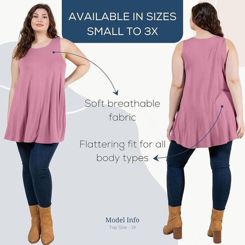 Azules Sleeveless Tunic Tops for Women – Flowy Loose Fit Rayon Tank Tops Dressy Long Tunics for Leggings & Summer Outfits in Saudi Arabia