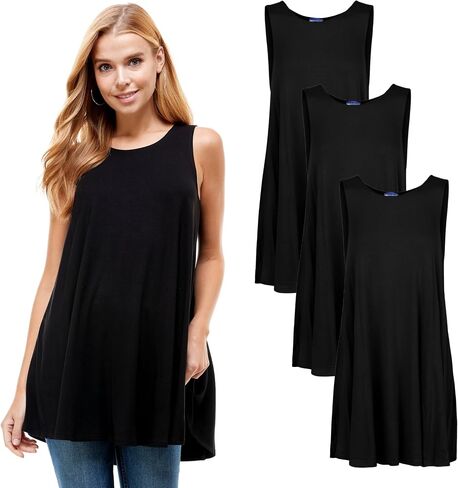 Azules Sleeveless Tunic Tops for Women – Flowy Loose Fit Rayon Tank Tops Dressy Long Tunics for Leggings & Summer Outfits in Saudi Arabia