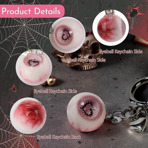 Goth Keychain Goth Accessories Gothic Purse Charms for Women Men Eyeball Bag Charms Halloween Horror Decor Cool Stuff in Saudi Arabia
