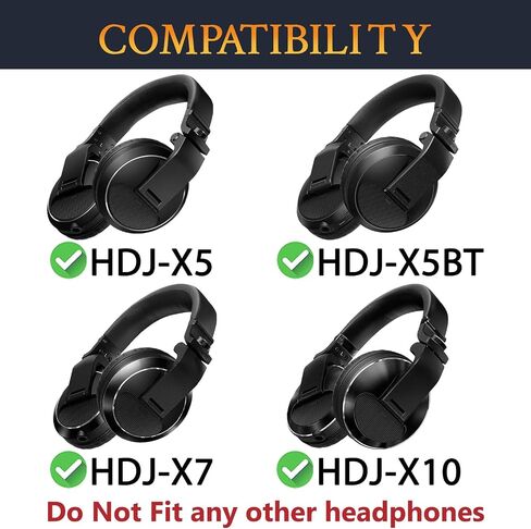 وسائد أذن بديلة من SOULWIT لسماعات Pioneer DJ HDJ-X5/X5 BT، HDJ-X7، HDJ-X10، وسائد الأذن مع رغوة عزل الضوضاء عالية الكثافة - HDJ X5 MF أسود in Saudi Arabia