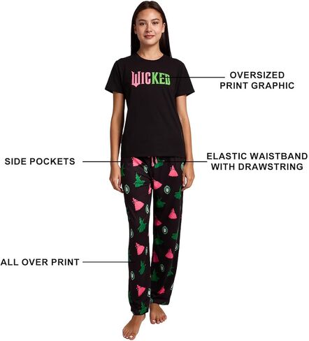 Bioworld Wicked Glinda & Elphaba Silhouettes Women's 2-Pack Pajama Set in Saudi Arabia