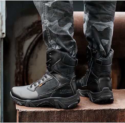 CLSQLXYJZC Men's military and Tactical Boots for men, Durable Rubber Sole Military Work and Desert Boots,Outdoor Lace-Up Sports Lightweight Breathable Hiking Shoes in Kuwait