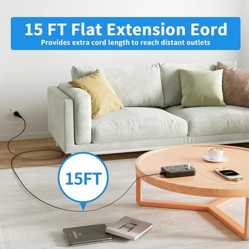 2 Pack Power Strip with 6 Outlets(2 Side) and 4 USB, NTONPOWER Flat Plug Extension Cord 5 Ft, Overload Protection, Wall Mount, Compact Size Charging Station for Office Desk, Nightstand and Travel in Kuwait