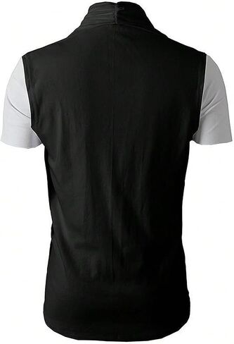 OYOANGLE Men's Open Front Draped Collar Vest Jacket Sleeveless Asymmetrical Hem Shirts in Saudi Arabia