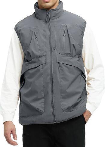 Men's Outerwear Vests Winter Vest Warm Water-Resistant Fleece Lined Mock-Neck Casual Outdoor Sleeveless Jacket in Saudi Arabia