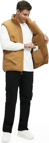 Men's Outerwear Vests Winter Vest Warm Water-Resistant Fleece Lined Mock-Neck Casual Outdoor Sleeveless Jacket in Saudi Arabia