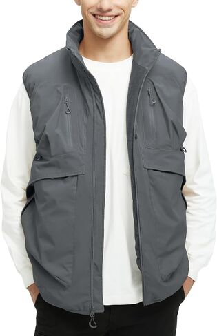 Men's Outerwear Vests Winter Vest Warm Water-Resistant Fleece Lined Mock-Neck Casual Outdoor Sleeveless Jacket in Saudi Arabia