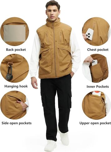 Men's Outerwear Vests Winter Vest Warm Water-Resistant Fleece Lined Mock-Neck Casual Outdoor Sleeveless Jacket in Saudi Arabia