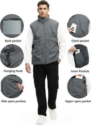 Men's Outerwear Vests Winter Vest Warm Water-Resistant Fleece Lined Mock-Neck Casual Outdoor Sleeveless Jacket in Saudi Arabia