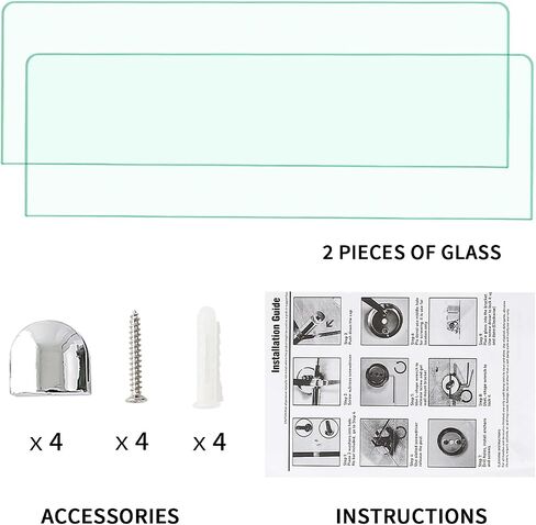 19.7" W x 5.12" D x 0.24" H - 2 PCS Floating Shelves for Wall, Tempered Glass Shelves for Bathroom, Living Room, Bedroom, Office, Toilet, Kitchen Decor in Saudi Arabia