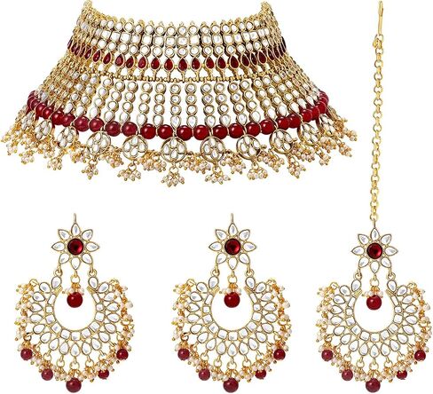 مجموعة مجوهرات الزفاف من Aheli Kundan Choker Necklace هدية للنساء in Saudi Arabia