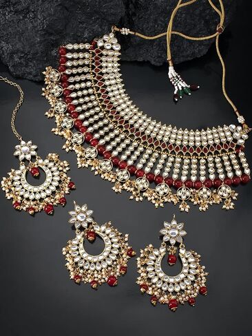 مجموعة مجوهرات الزفاف من Aheli Kundan Choker Necklace هدية للنساء in Saudi Arabia