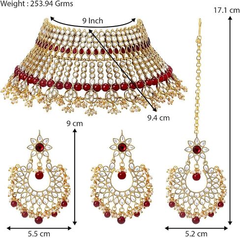 مجموعة مجوهرات الزفاف من Aheli Kundan Choker Necklace هدية للنساء in Saudi Arabia