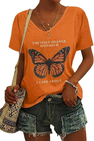 Casual V-Neck Graphic Tees for Women Summer Cute Short Sleeve Holiday Family Match T-Shirt Tops… in Kuwait