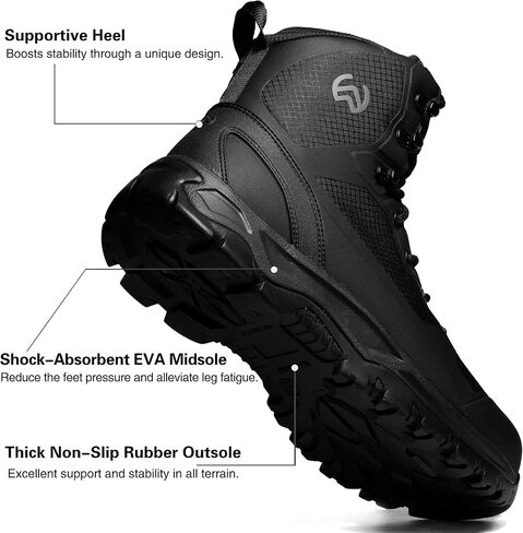 Men's Waterproof Hiking Boots Non Slip Work boot for men lightweight Treeking Shoes Black Tactical Combat botas de trabajo para hombre in Saudi Arabia